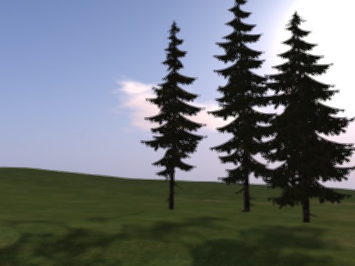Those pines look suspiciously well-lit for evening.